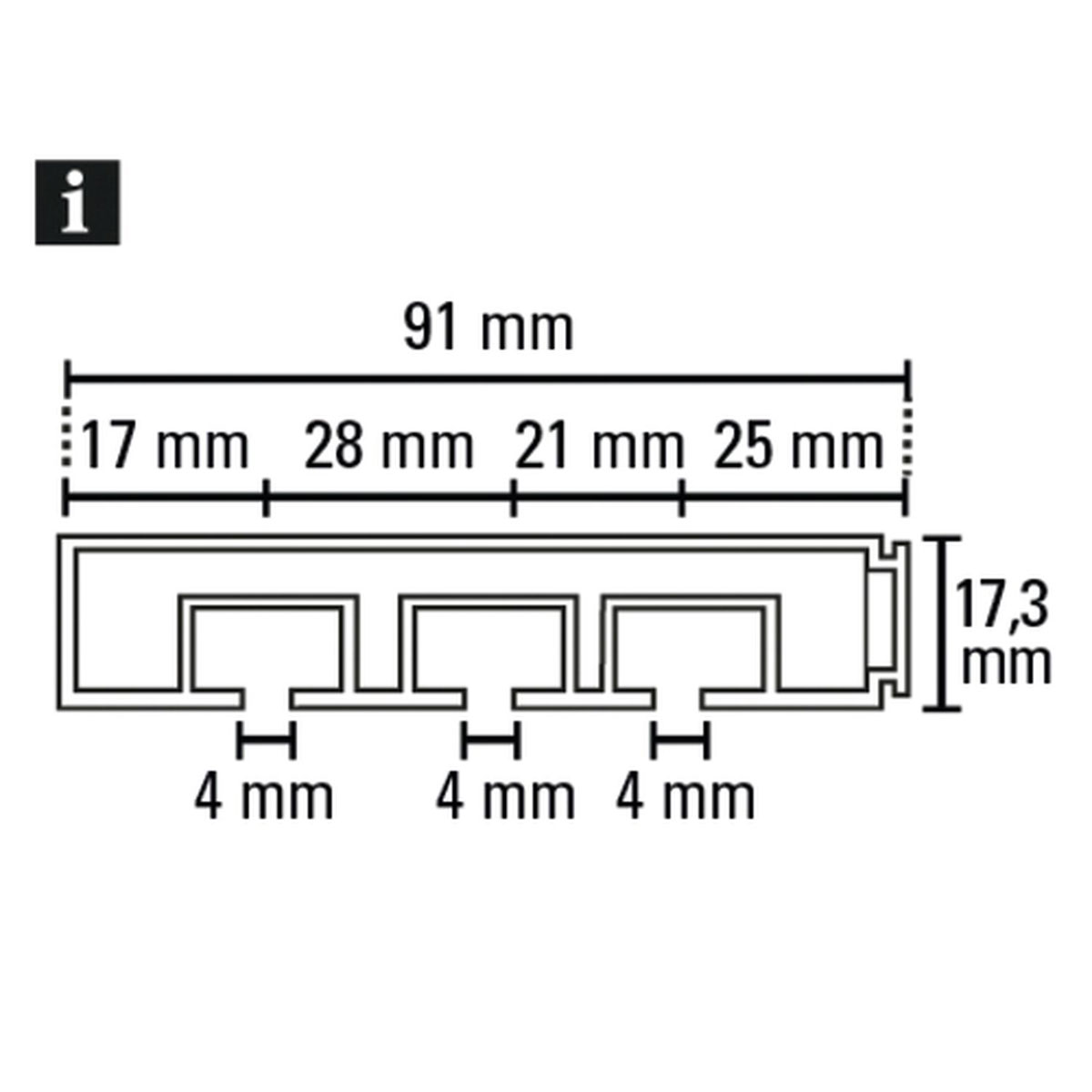 Gardinia Vorhangschiene GE3 210 cm mit Profil für Blendenbefestigung weiß Bild 3