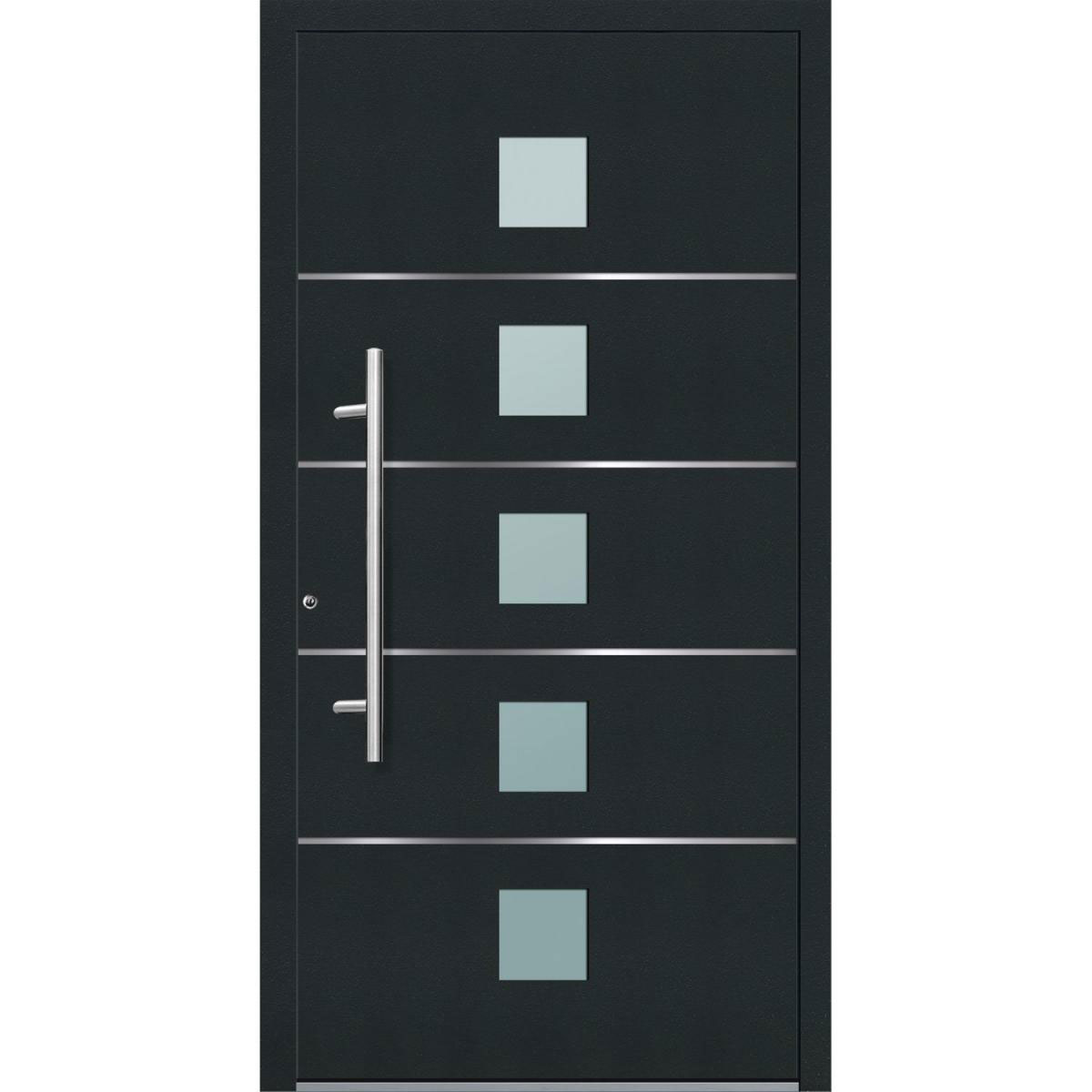 Aluminium Sicherheits-Haustür Triest Exklusiv 75 mm anthrazit 100 x 210 cm Anschlag links inkl Griffset