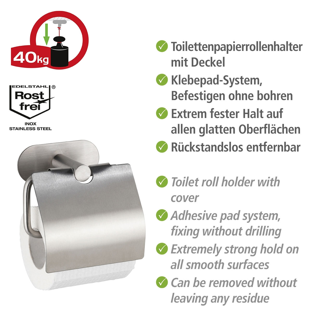 Wenko Turbo-Loc Toilettenpapierhalter Orea mit Deckel Bild 3