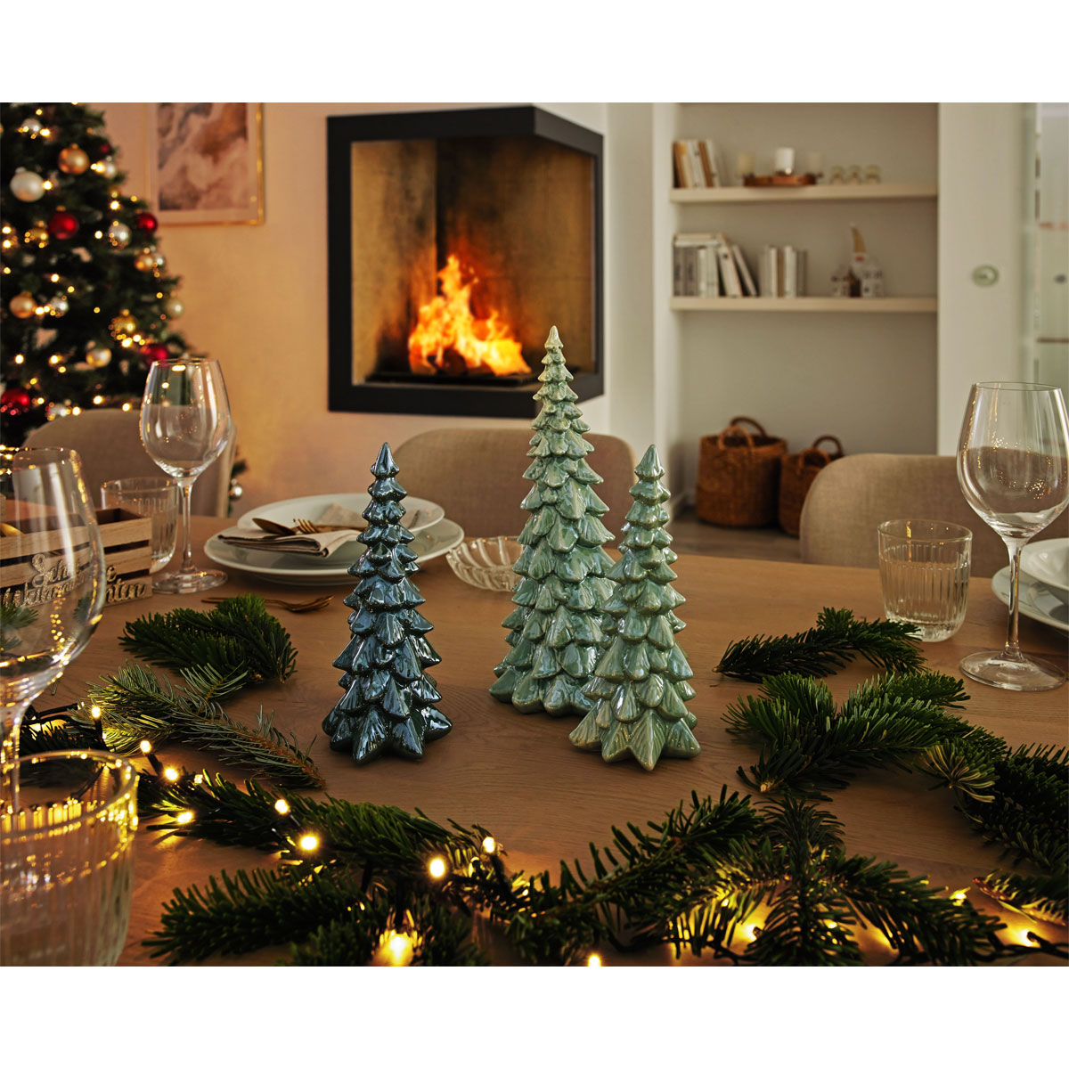 Tanne hellgrün/grün Porzellan 12,5 x 28,5 cm sortiert Bild 2