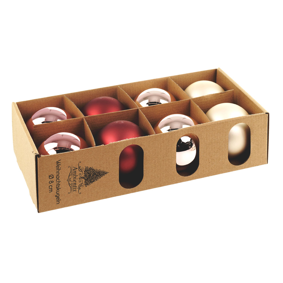 Ambientis Glaskugeln 8 cm altrosa Mix