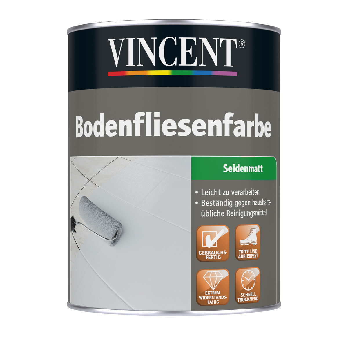 Vincent  Bodenfliesenfarbe Steingrau matt 2,5 L