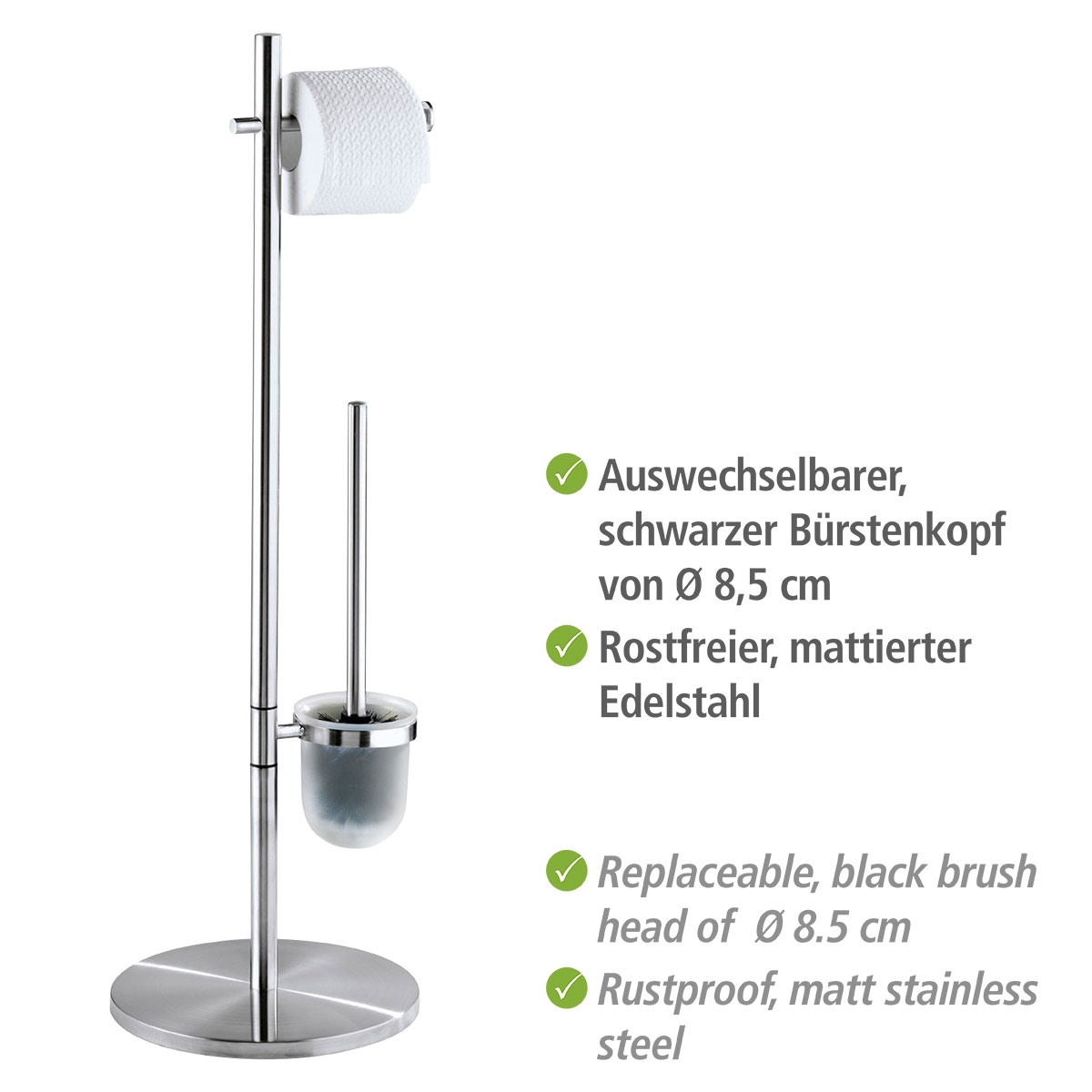 Wenko  Stand WC-Garnitur Pieno Edelstahl rostfrei Bild 4