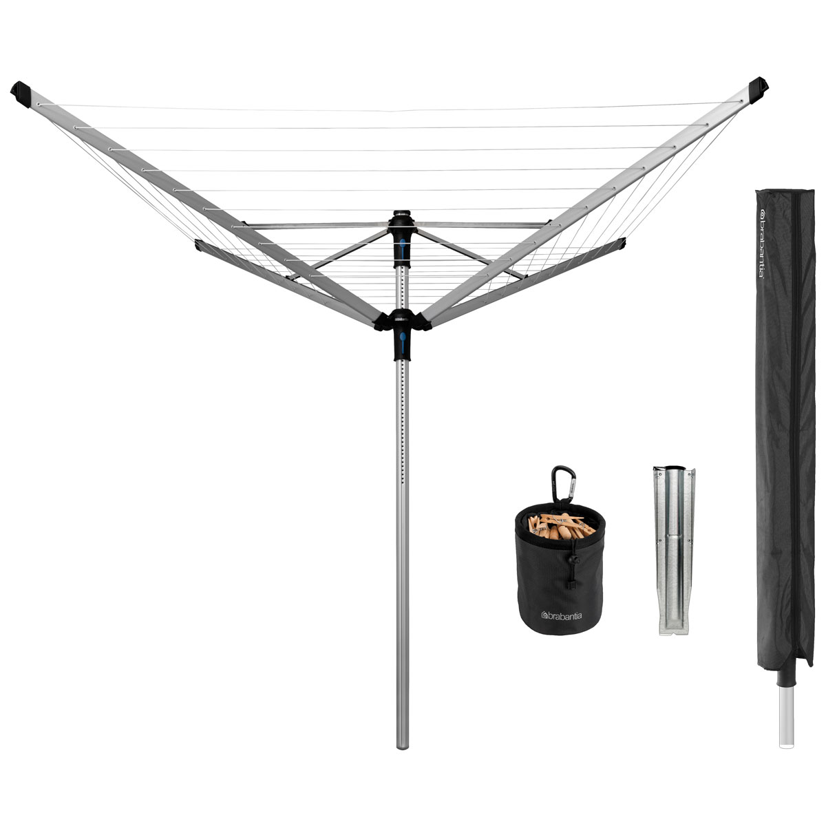 Lift-O-Matic 60 M - 50 mm Rohr mit Metall-Bodenanker & Hülle und Wäscheklammerbeutel