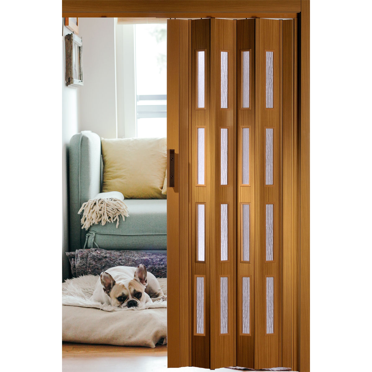 FORTE Kunststoff-Falttür Luciana B 88,5 x H 202 cm Buche 4 Fenster Bild 4