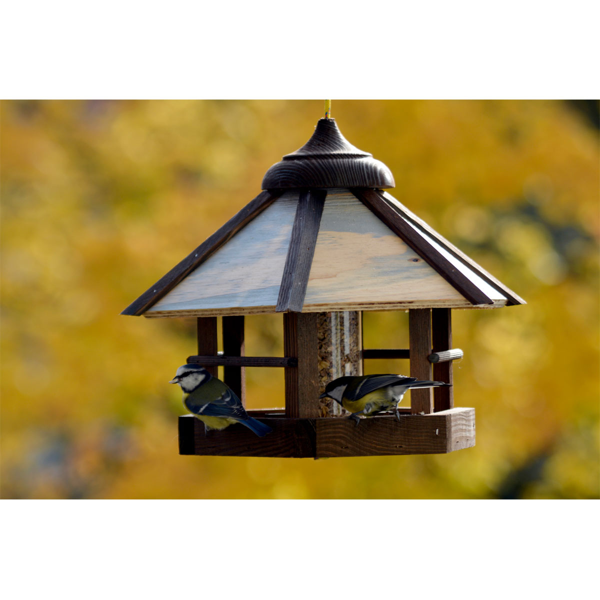 Vogelfutterhaus Camouflage zum Aufhängen 35 x 35 x 29 cm Kiefer Dunkelbraun Bild 5