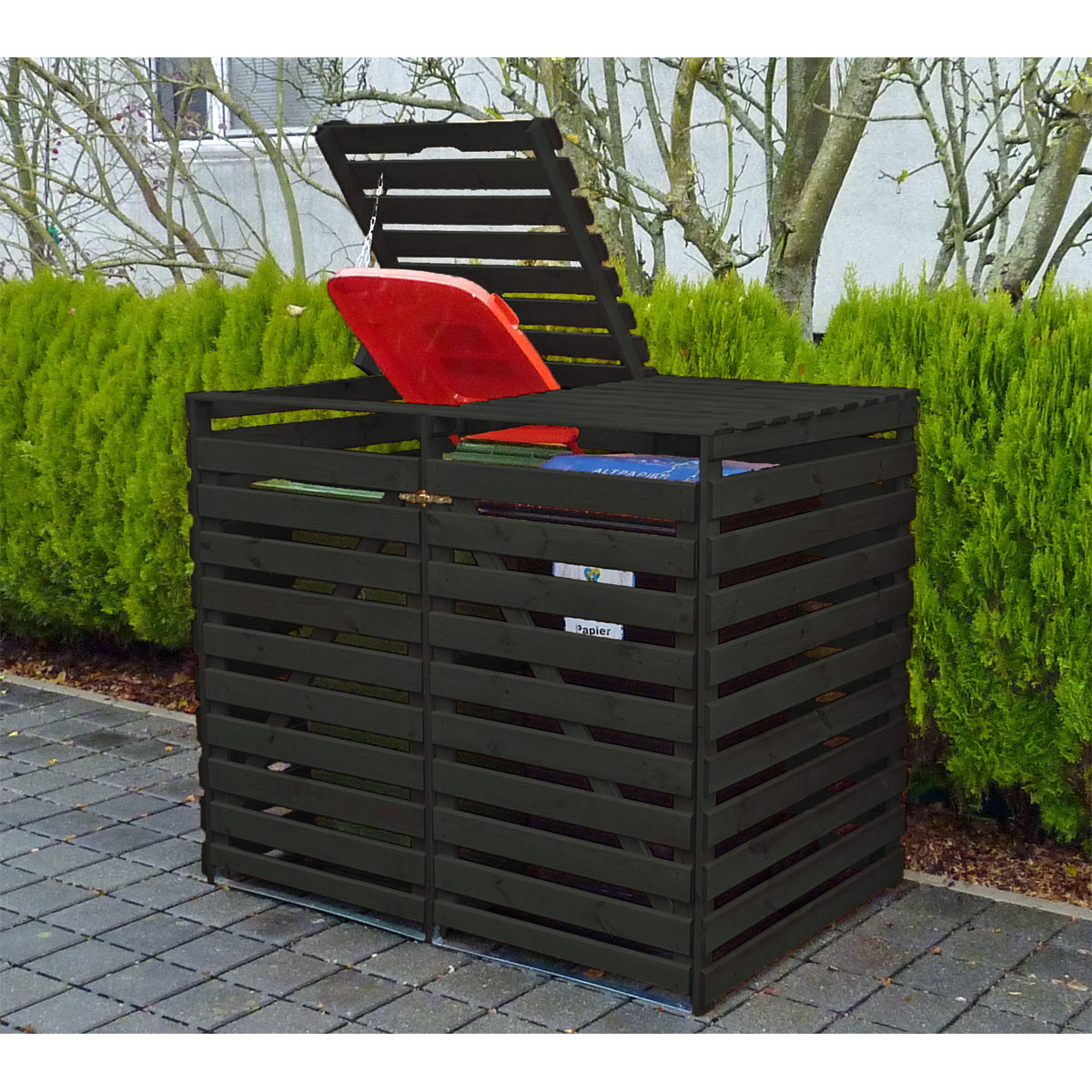 Promadino Mülltonnenbox Vario V für 2 Tonnen anthrazit