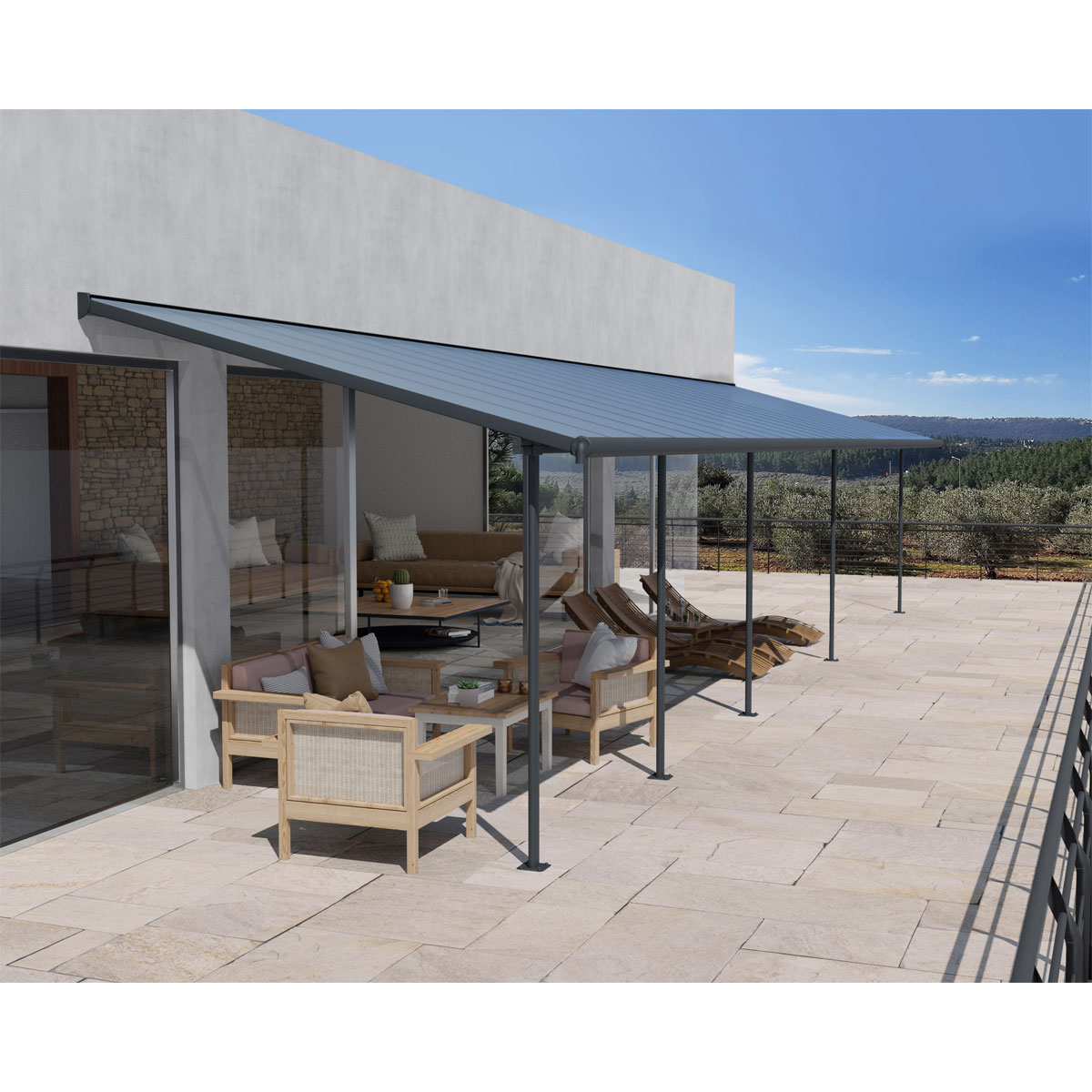 Palram Canopia Sierra Alu Terrassenüberdachung Polycarbonat 3x10,3 m grau