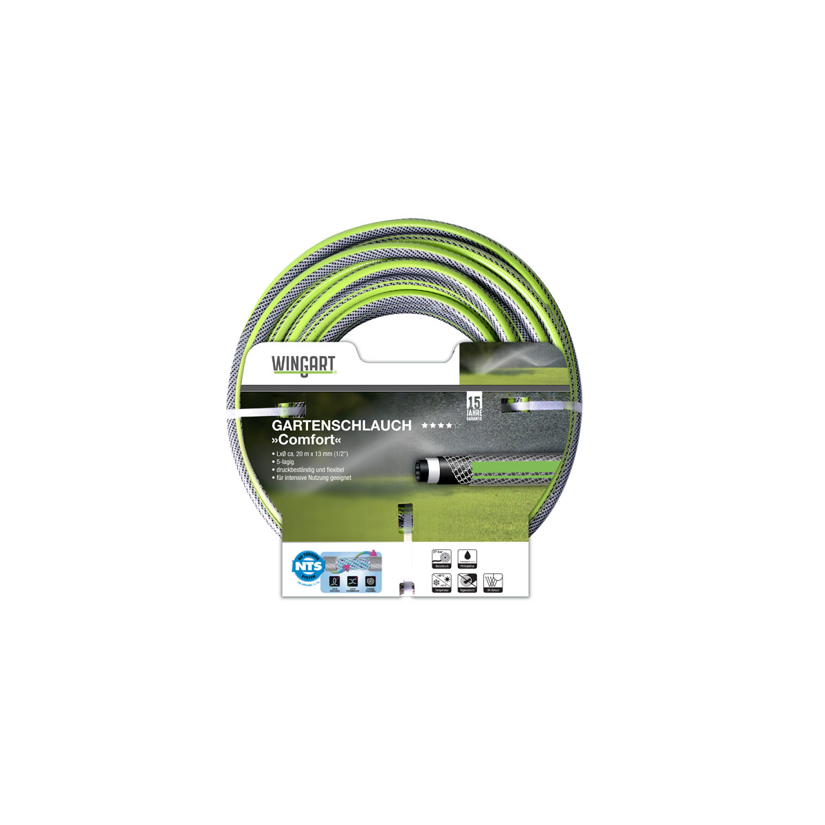 Wingart NTS Gartenschlauch Comfort hellgrün und transparent 1/2" 20 m