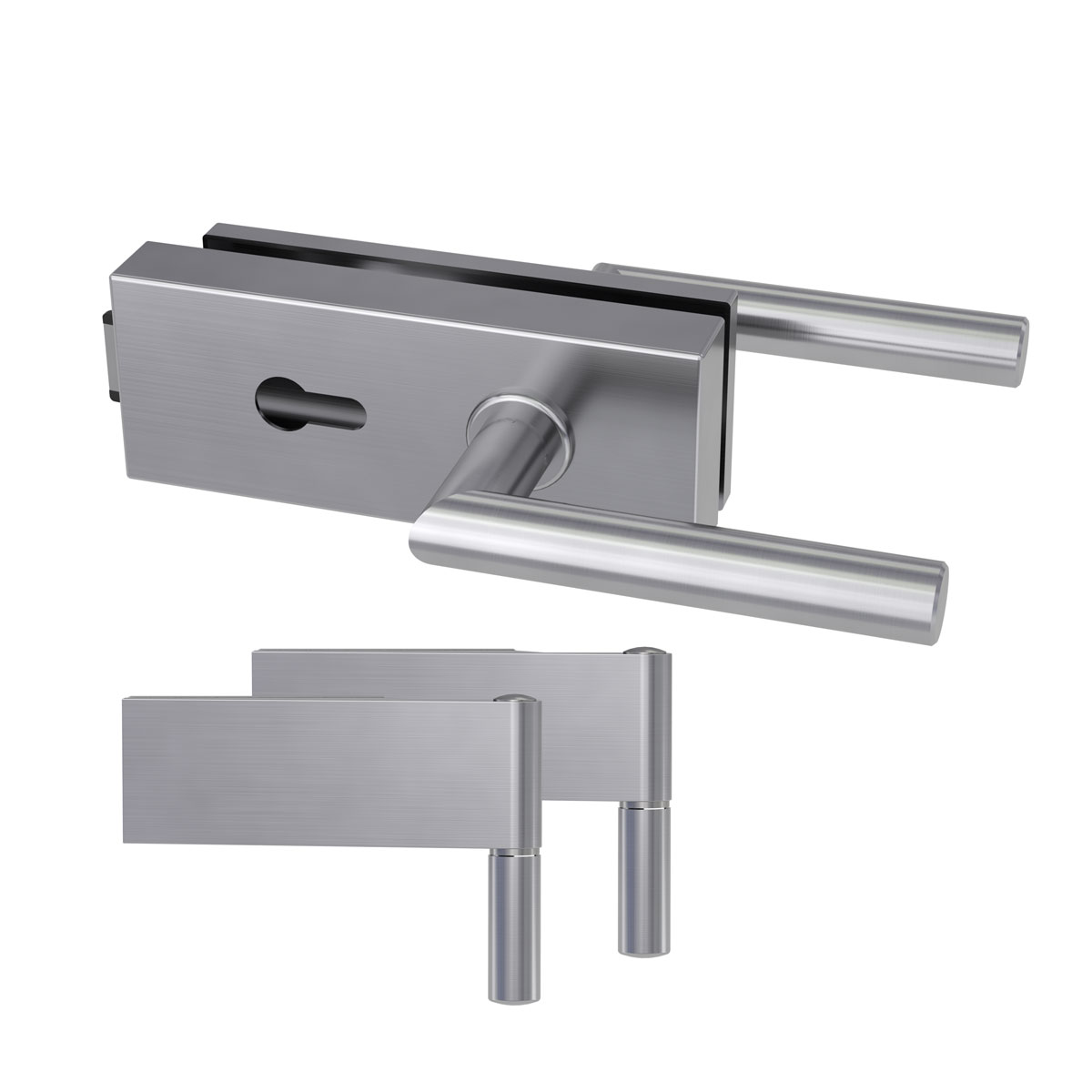 Durabil Glastürbeschlagset SKY 2- teilig Bänder Edelstahl-Optik matt