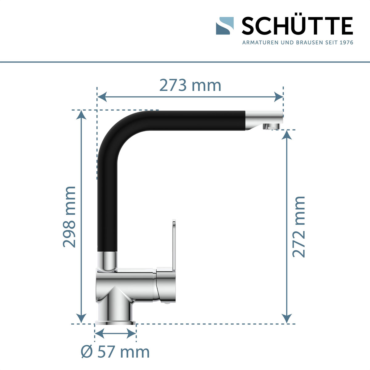 Schütte Schwenkbare Küchenarmatur Rio chrom schwarz matt Bild 5