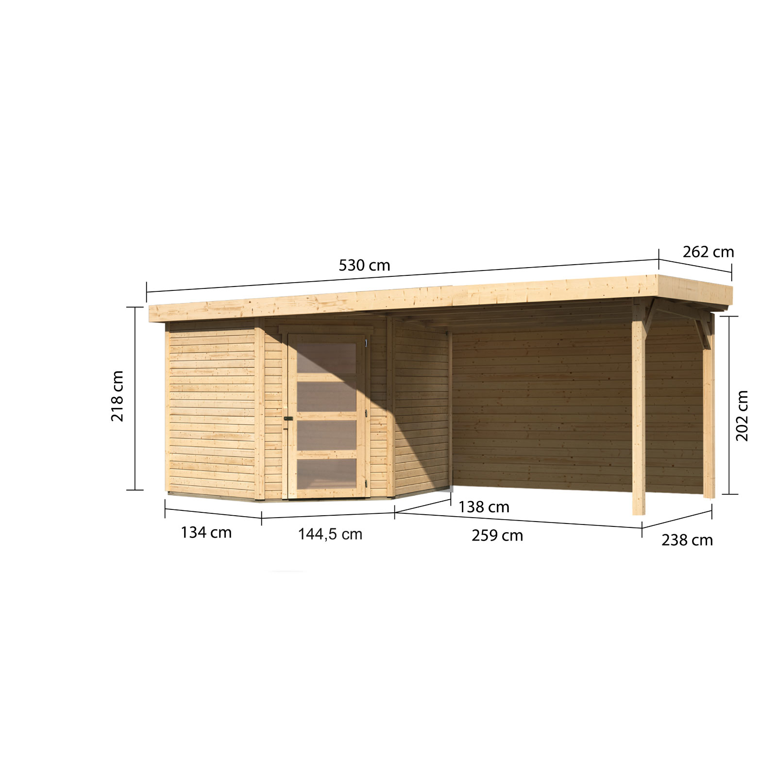 Karibu BBH Schwandorf 5 Set mit Anbau naturbelassen Bild 3