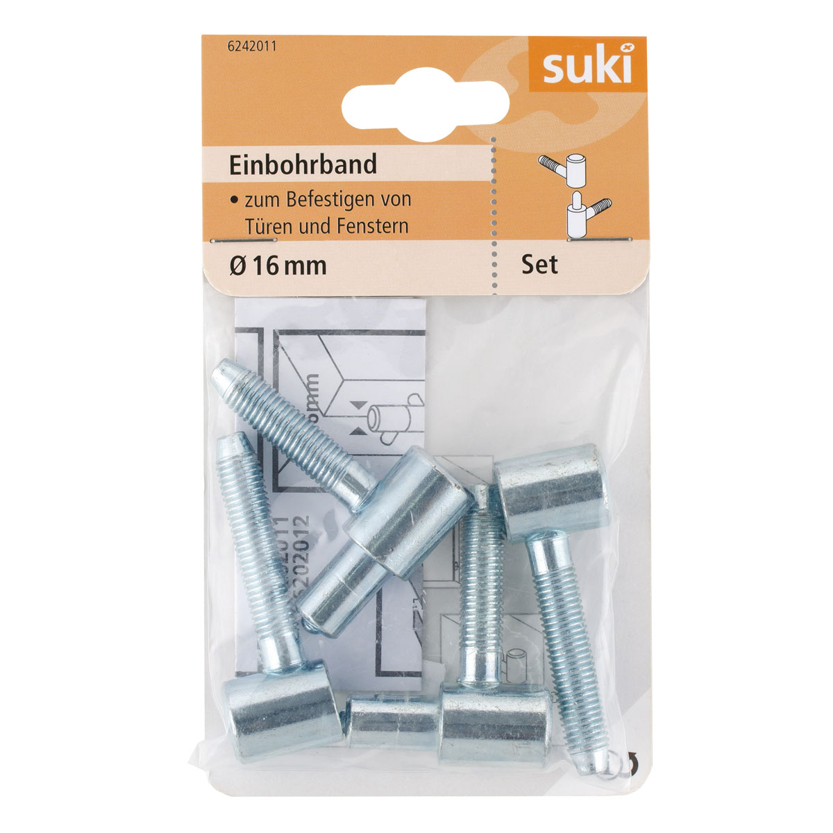 Suki Einbohrband Stahl Durchmesser 1,6x Durchmesser 0,83 x 4,5 cm verzinkt 2 Stück