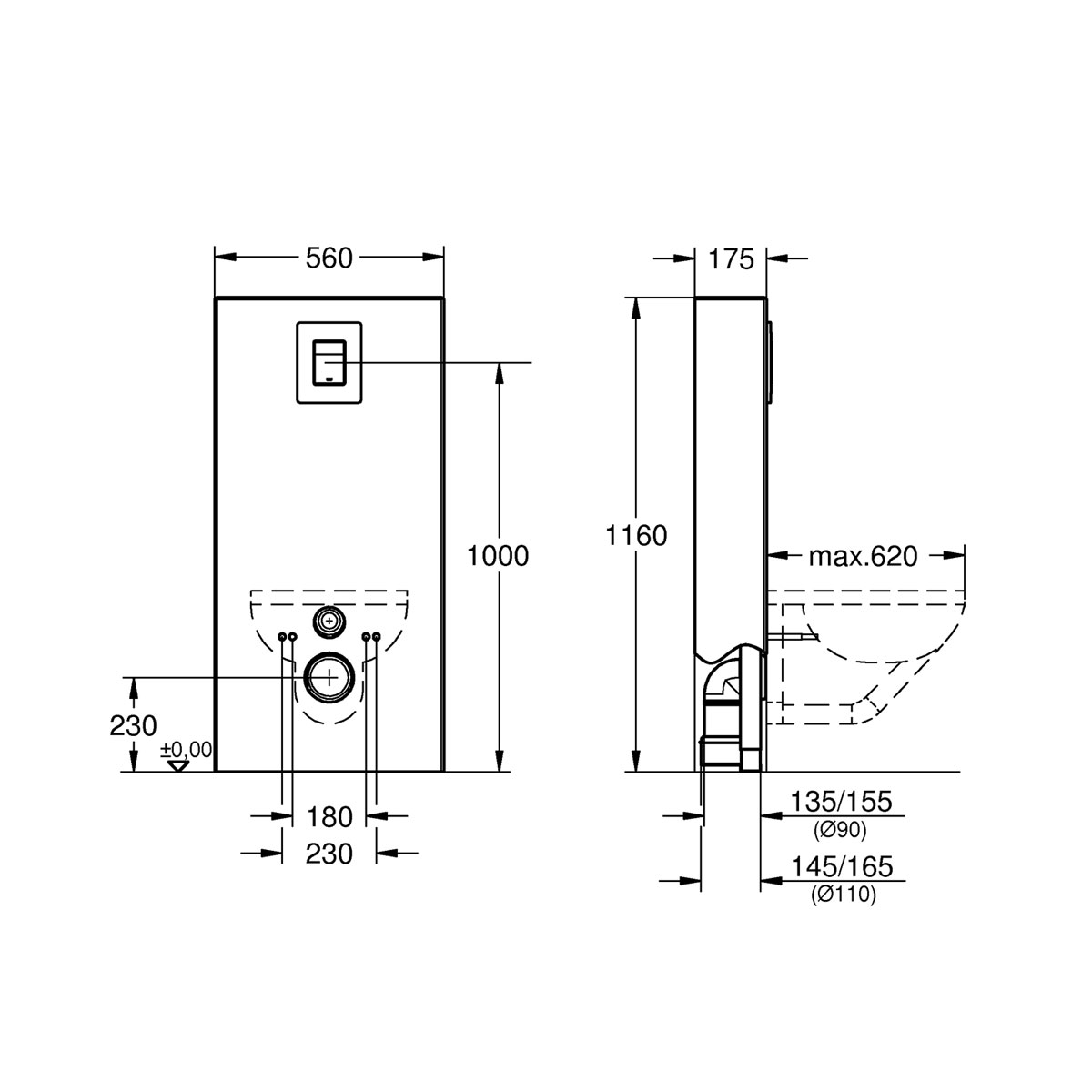 Grohe Sanitärmodul Solido Monobloc weiß 56 x 116 x 175 cm Bild 2