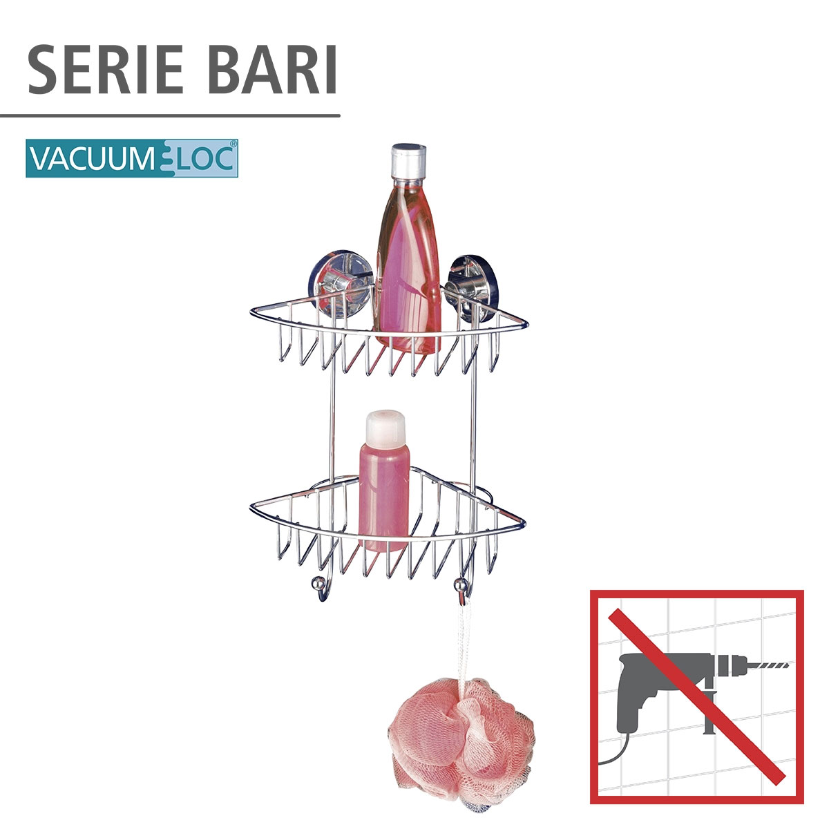 Wenko Vacuum-Loc Eckregal Bari 2 Etagen | 895058