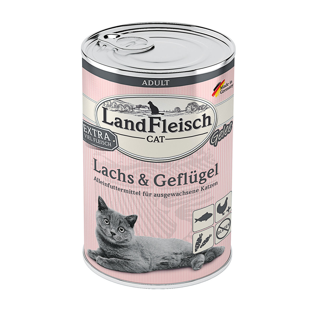 Landfleisch Cat Katzenfutter Gelee mit Lachs und Geflügel 400 g