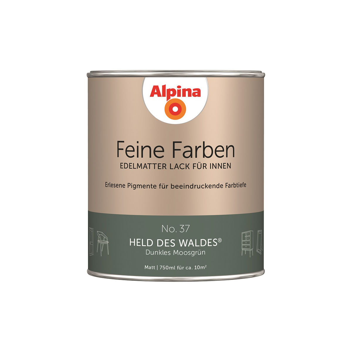 Alpina Buntlack Feine Farben Lack No 37 Held des Waldes edelmatt 750ml