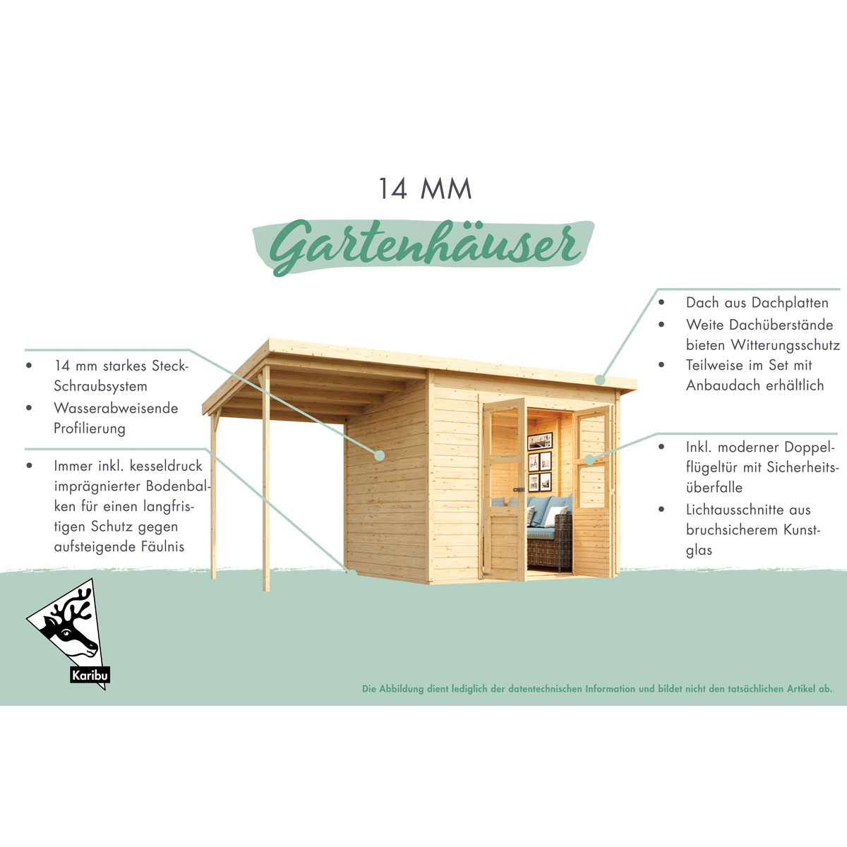 Karibu Gartenhaus Dahme 0 naturbelassen Bild 2
