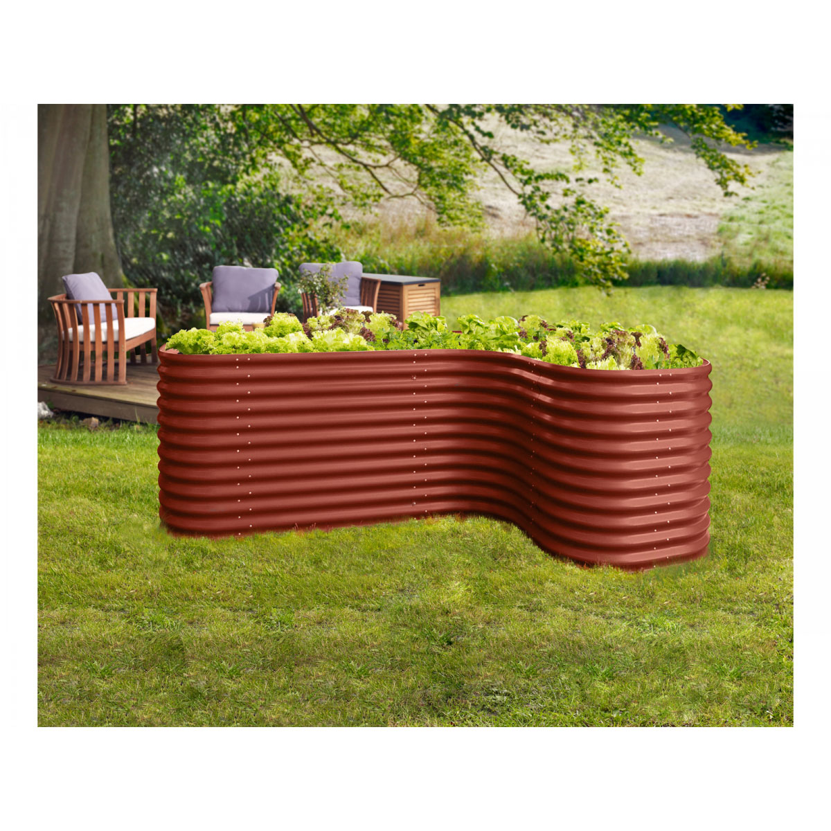 Vitavia Hochbeeterweiterung Curve ziegelrot Bild 1