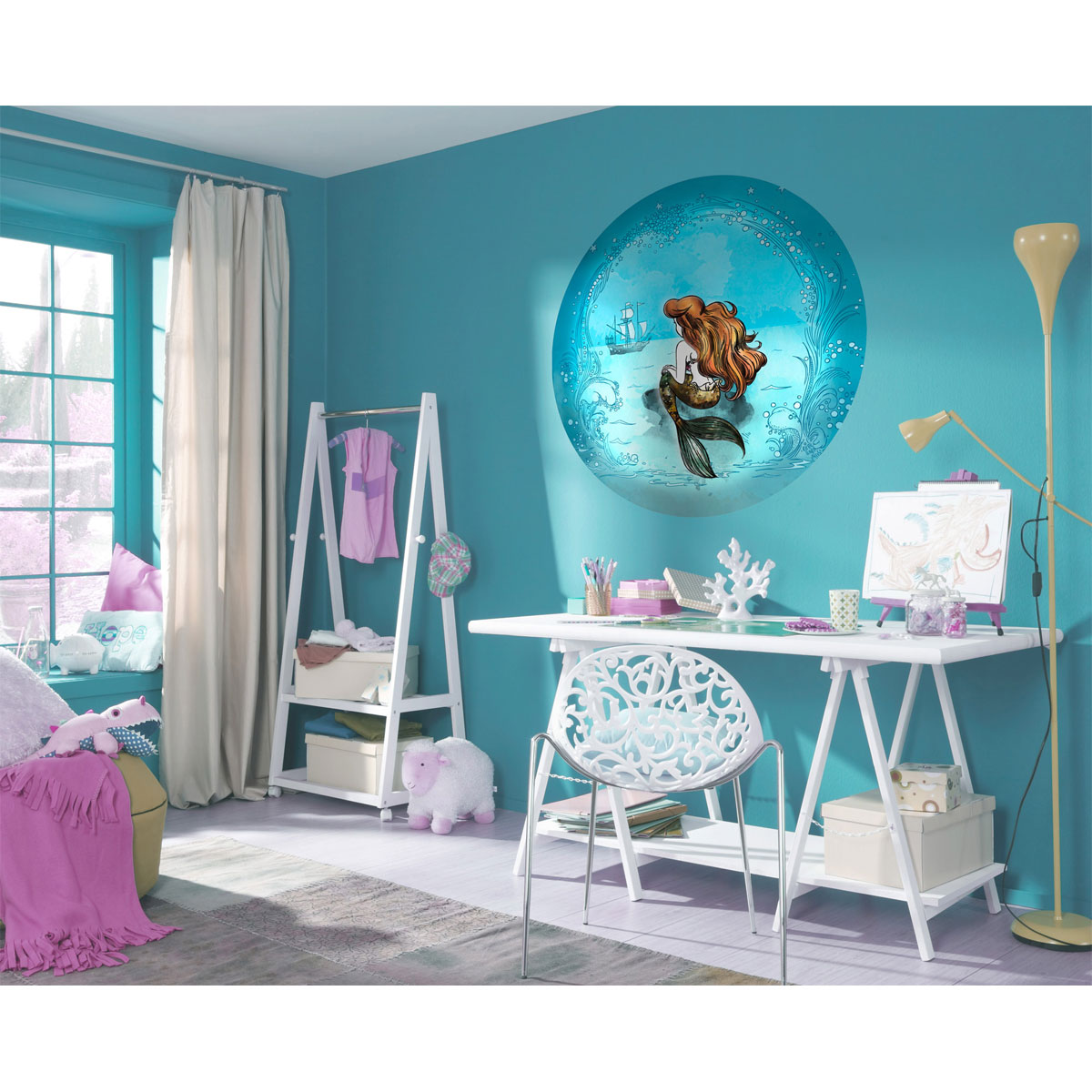 Komar Selbstklebende Vlies Fototapete rund Ariel Dreaming Durchmesser 125 cm