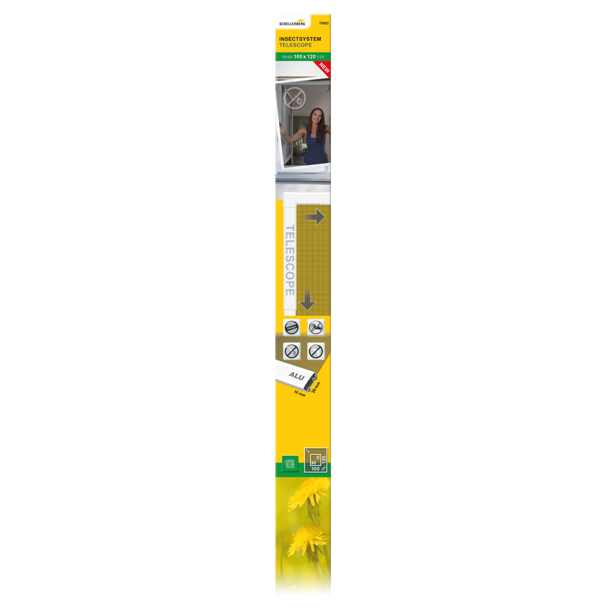 Schellenberg Insektenschutz-Fenster Telescope 100 x 120 cm weiß