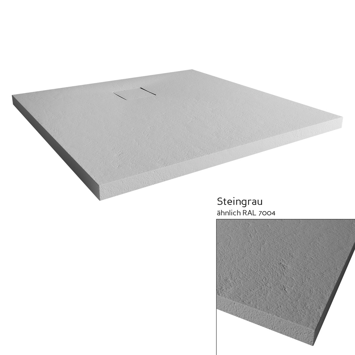 Mineralgruss-Duschwanne Modern Line Steinoptik, Steingrau, 1000 / 1200 mm