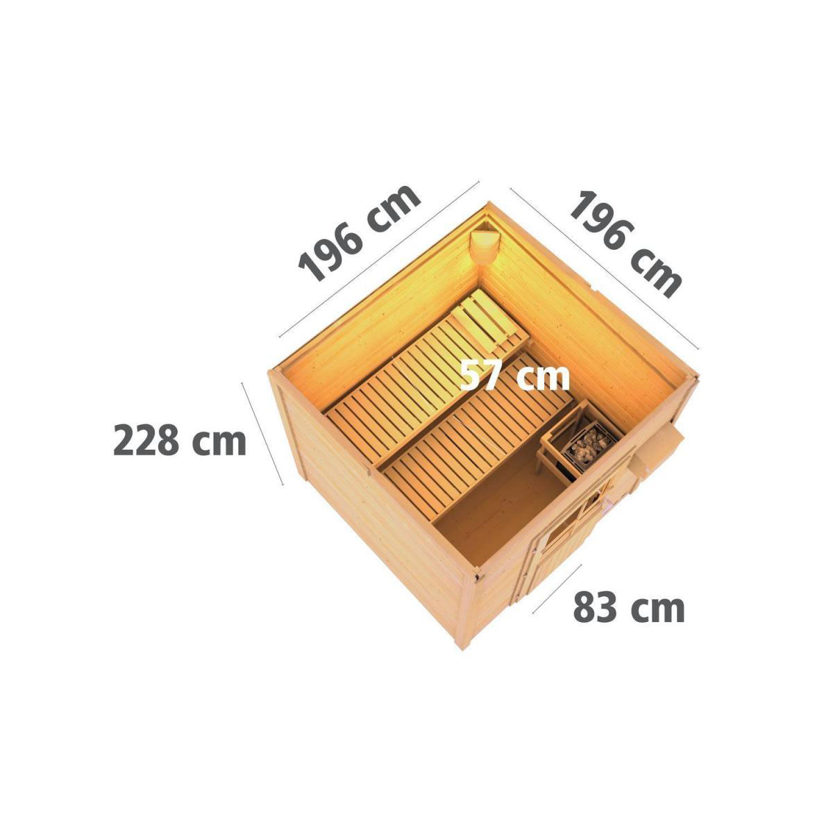 Karibu Saunahaus Torge 38 mm 9 kW Bio Ofen externe Strg moderne Tür Bild 11