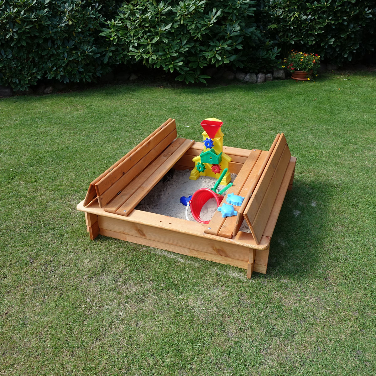 Promadino Sandkasten Donald 100 x 100 cm klappbare Abdeckung Bild 6