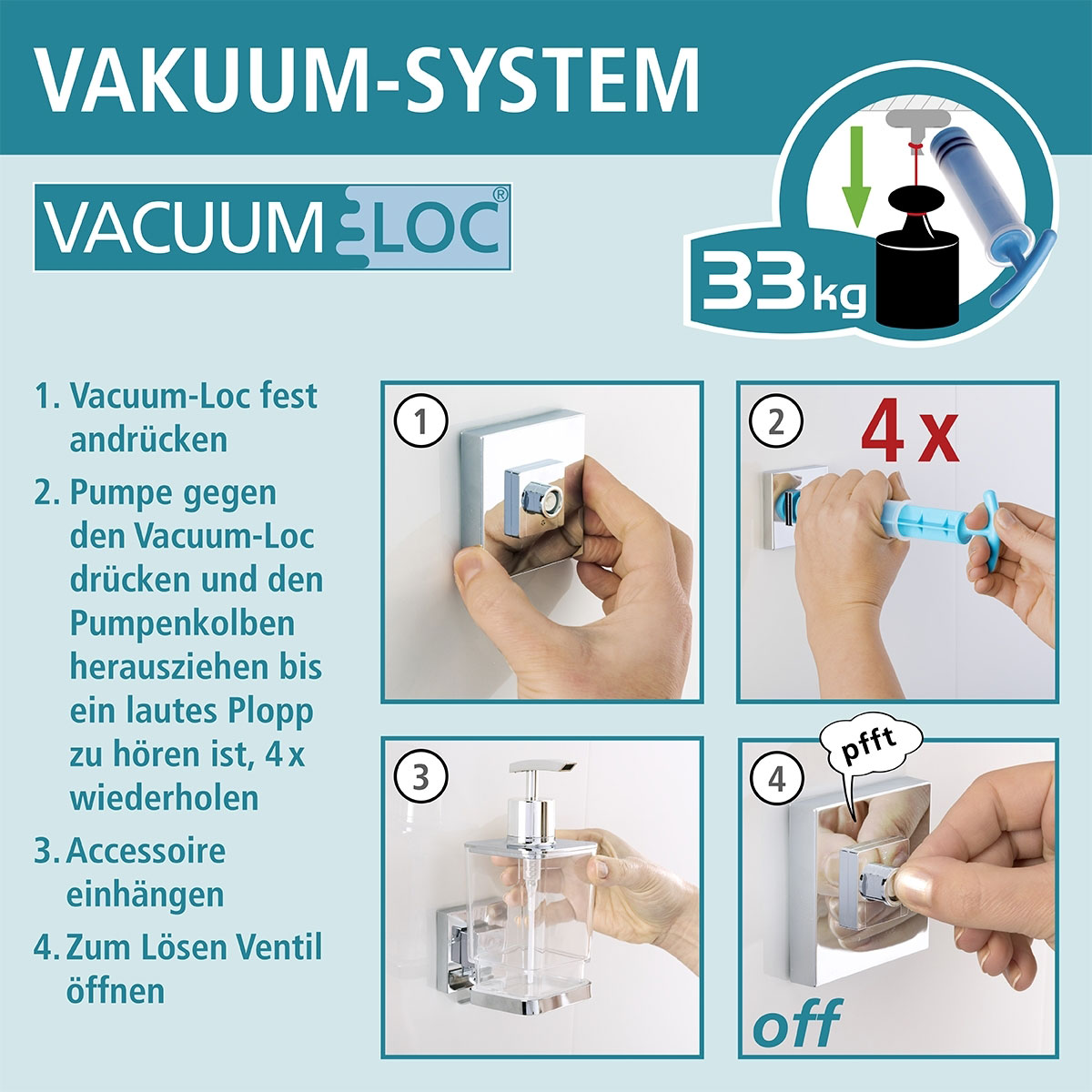 Wenko Quadro Vacuum-Loc 2 Etagen Wandregal 217266 |