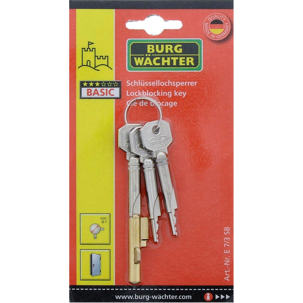 Burg Wächter Schlüssellochsperrer E 7/3 Messing Bild 2