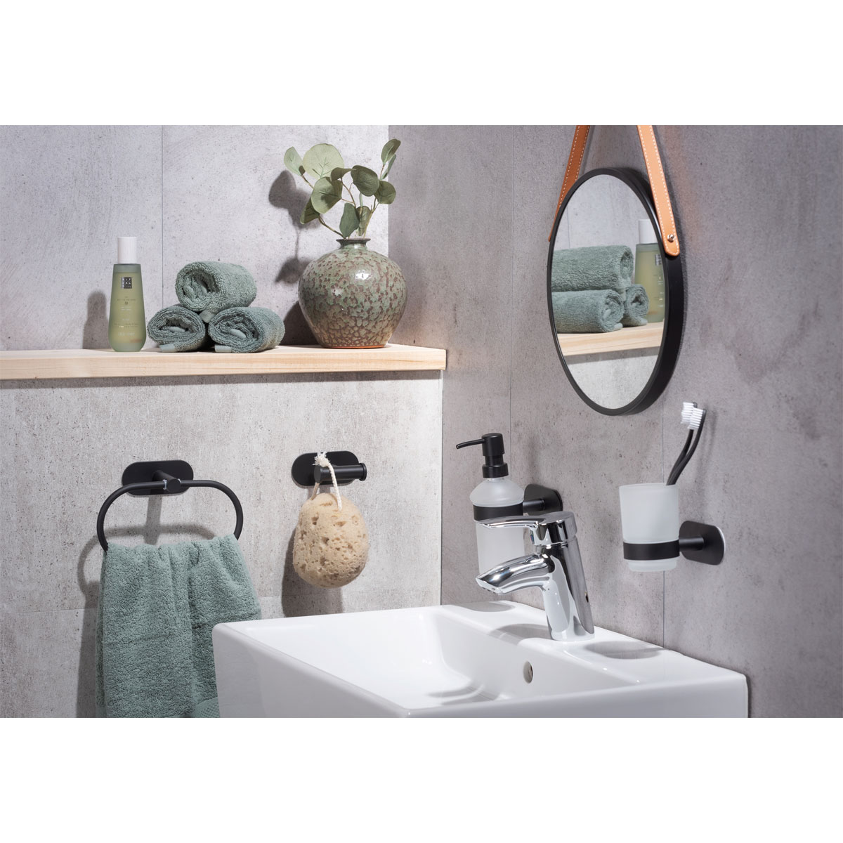 Wenko  Turbo-Loc Edelstahl Seifenspender Orea Black Matt Flüssigseifen-Spender Befestigen ohne bohren ca 200 ml Bild 7