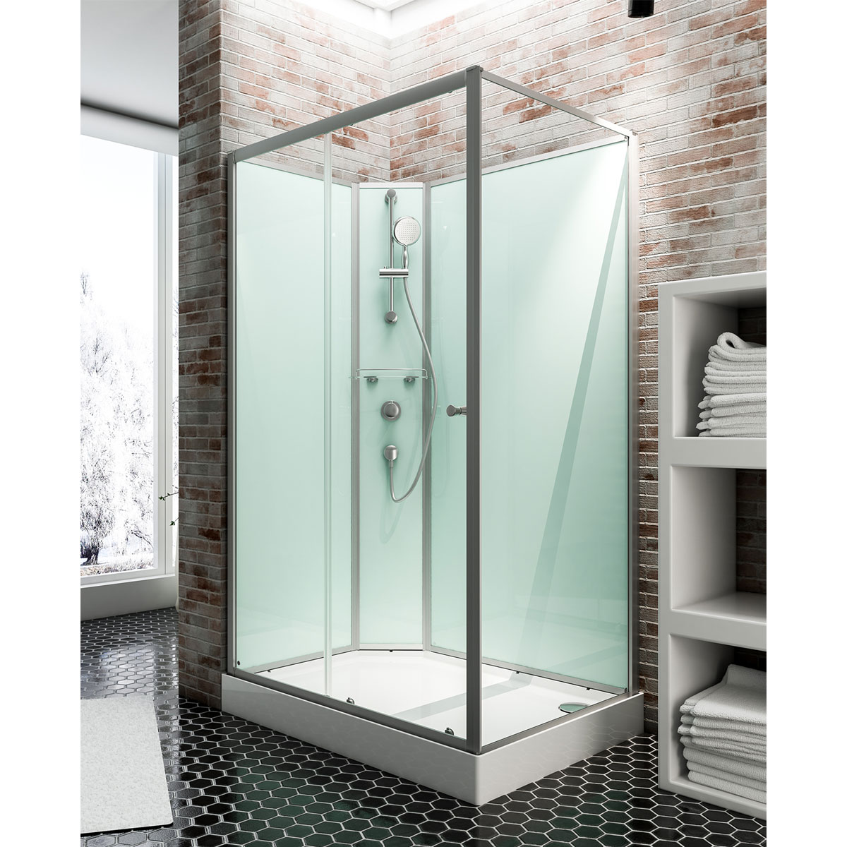 Schulte Wellnesskabine Ibiza links light-grün 204 x 120 x 90 cm
