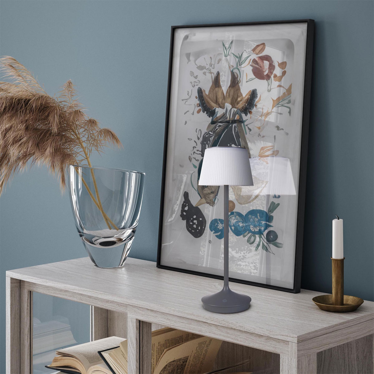 näve Solar-Tischleuchte Emmi grau mit Akku 13x13x38cm dimmbar Bild 5