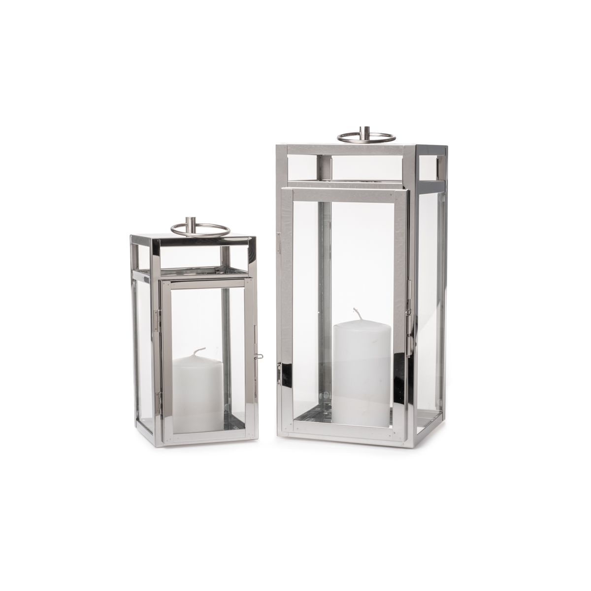 Laterne groß 35,5cm Edelstahl silber