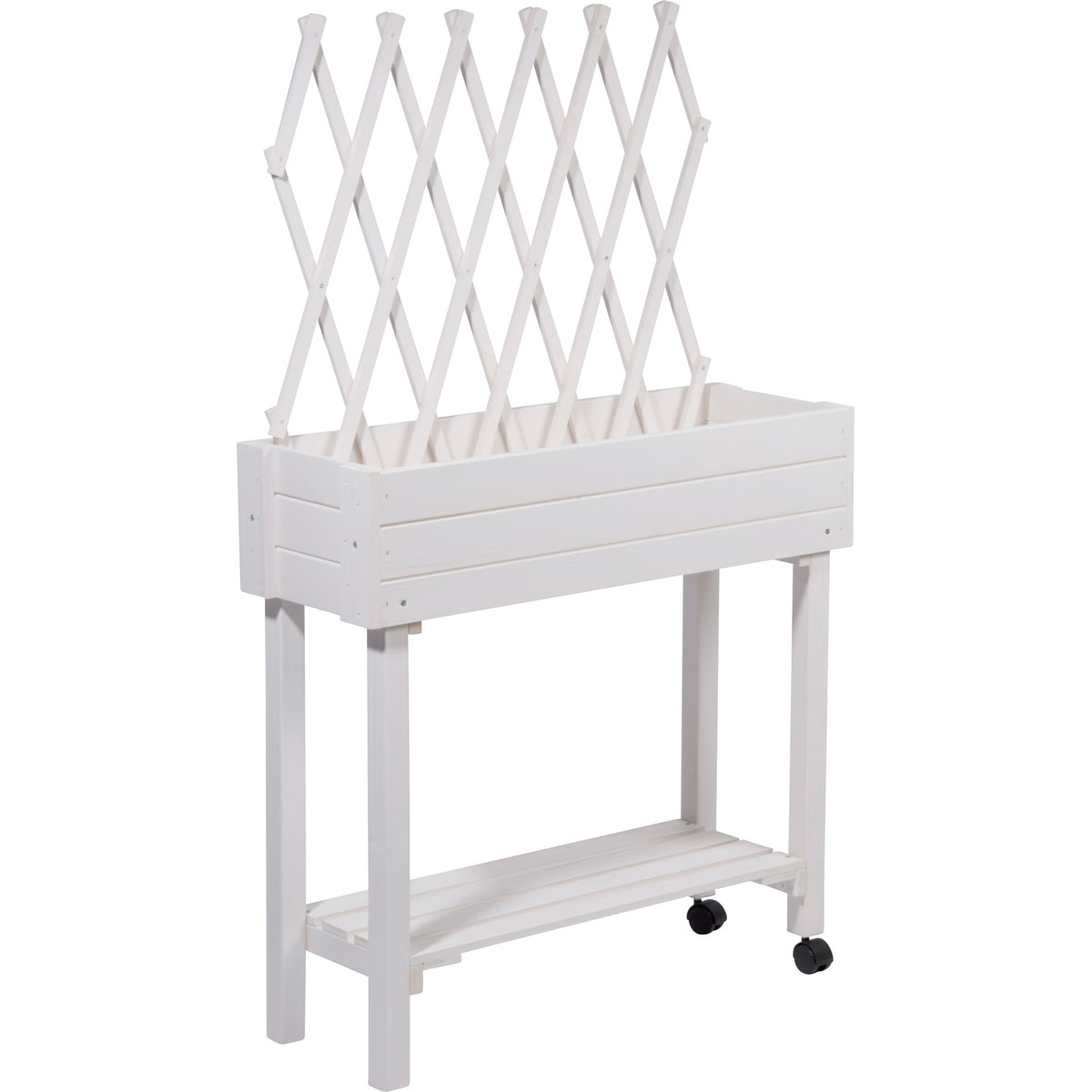 dobar Hochbeet mit Rankhilfe rollbar 79 x 130 x 28,5 cm weiß Bild 3