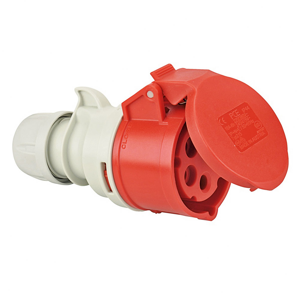 Cee-Kupplungs-Steckdose 16A 5-polig rot Cee-Kupplungs-Steckdose 16A 5-polig rot