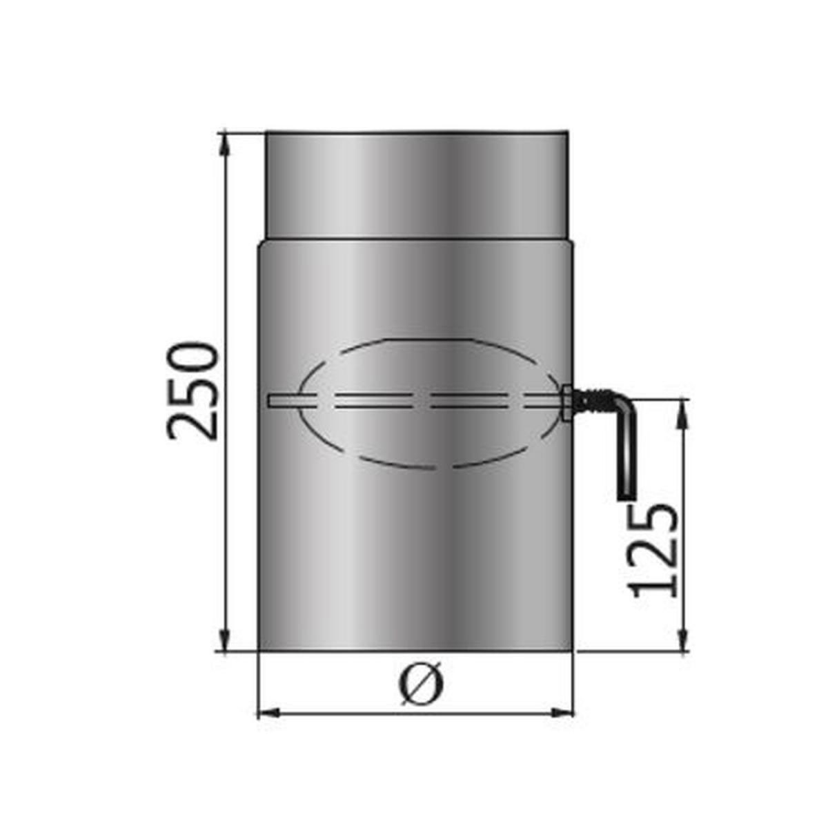 MyFireTool Rauchrohr mit Drosselklappe 250 mm Ø 150 mm schwarz 2mm