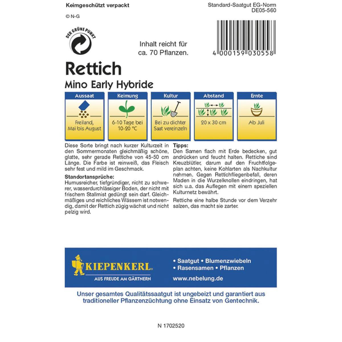 Kiepenkerl Rettich Mino Early Hybride F1 Profi-Line Bild 2