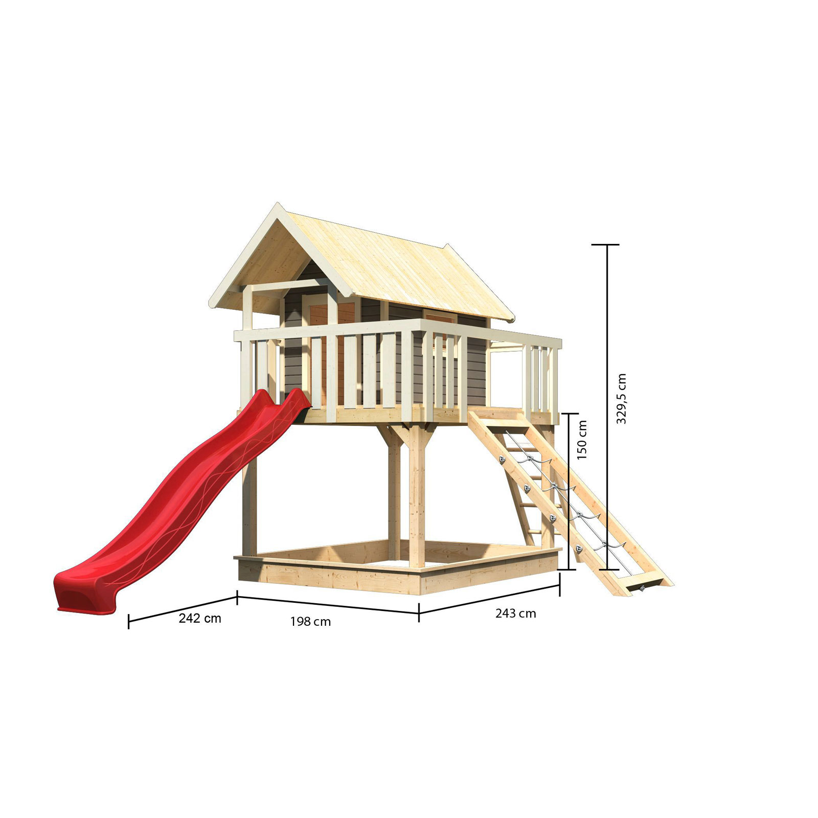 Karibu Fidel inklusive  Rampe terragrau Rutsche rot Bild 2
