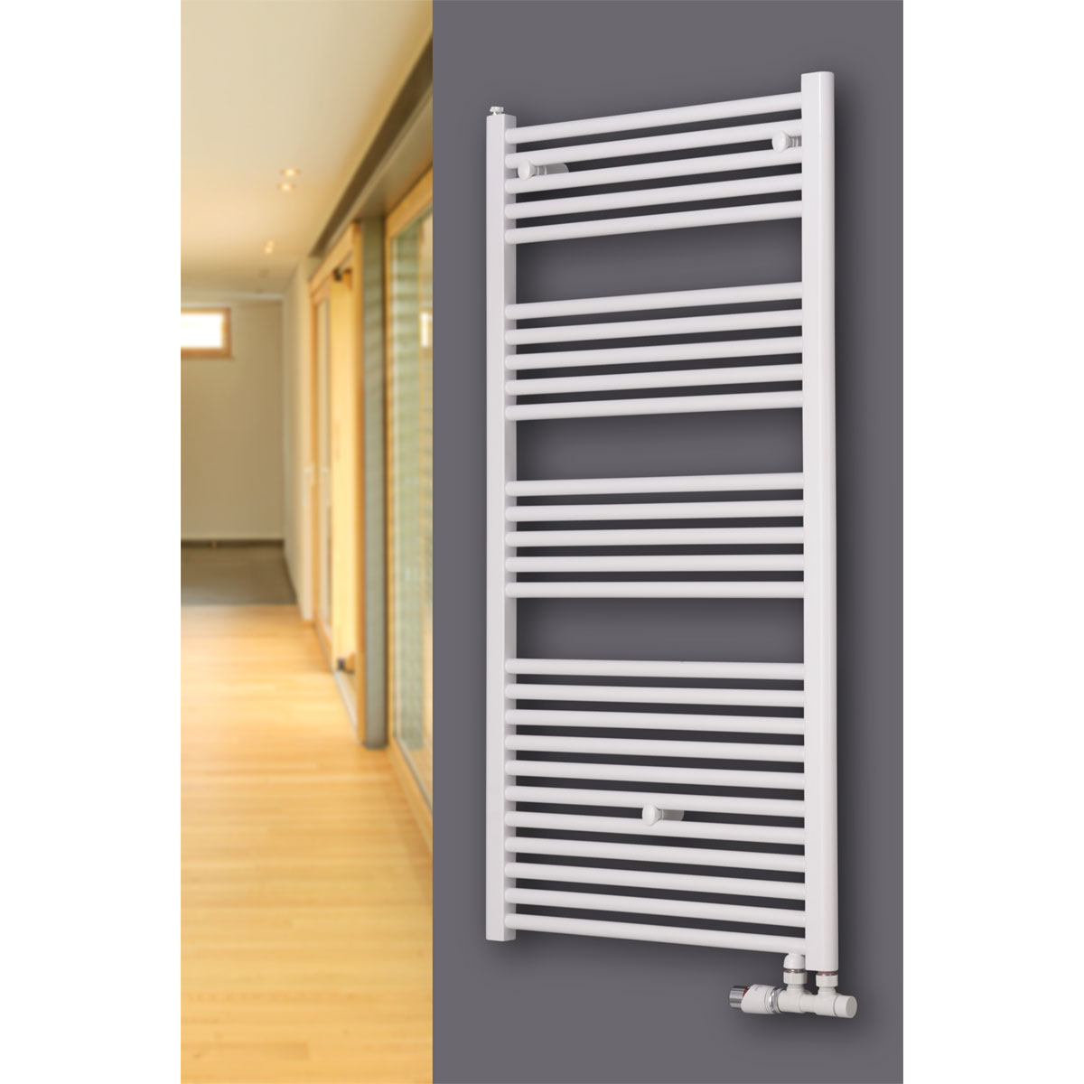 Ximax Badheizkörper Hektor MAV 1616 x 600 mm 904 Watt Mittenanschluss versetzt Weiß