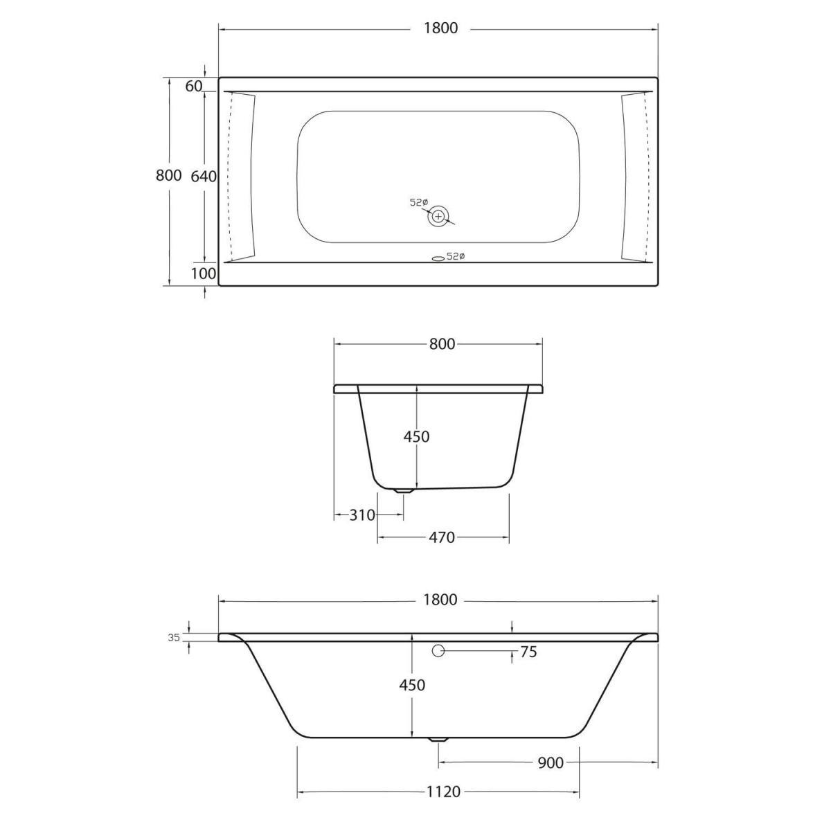 Ottofond Badewanne Rosa 180 x 80 cm weiß Bild 3
