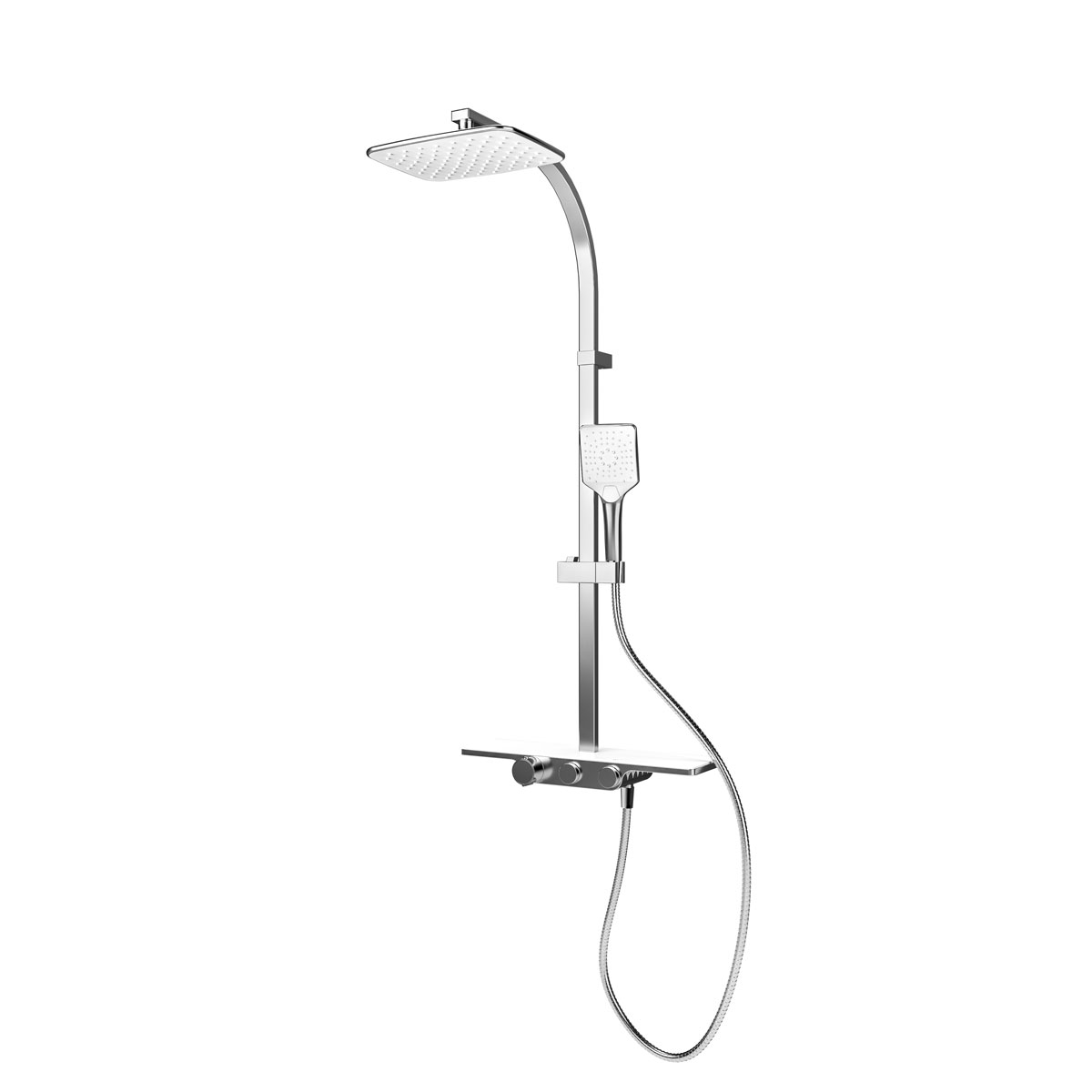 Schulte Express Plus DuschMaster Rain II Square mit Ablage Thermostat Kopfbrause chrom
