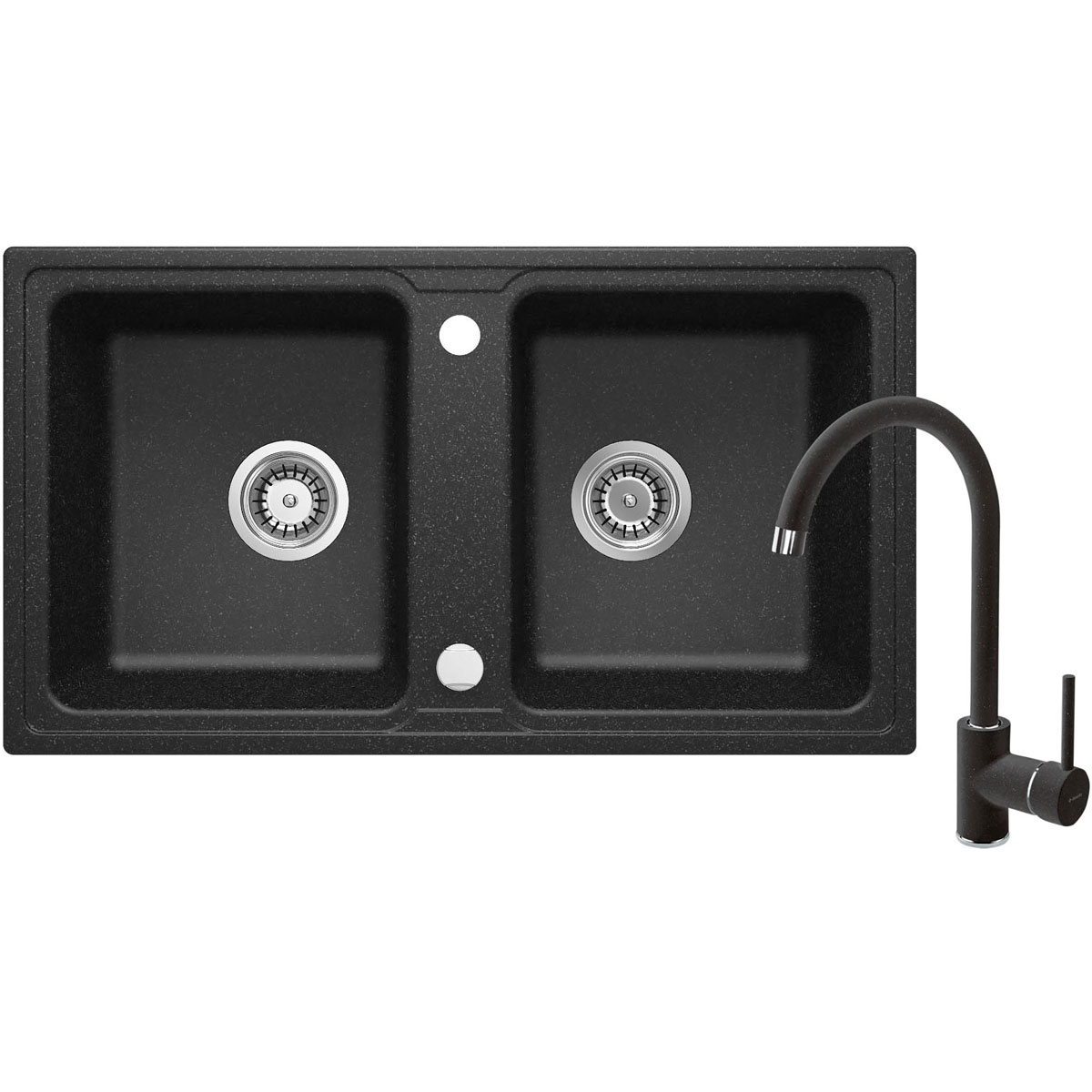 deante  Granitspülen-Set ZORBA mit Armatur graphit