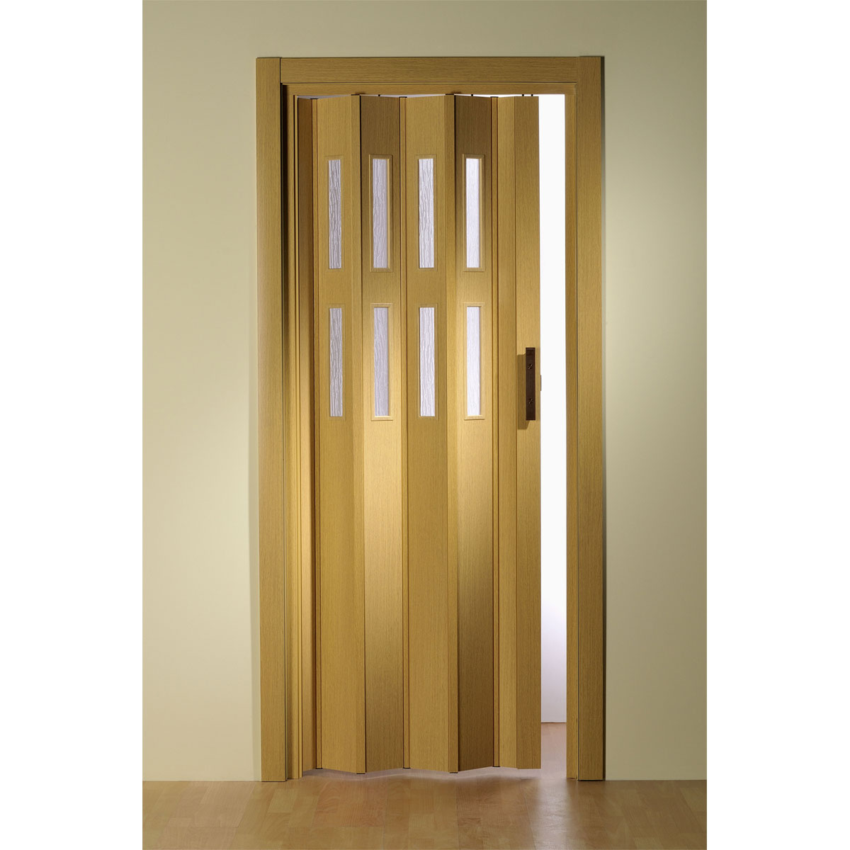 FORTE Kunststoff-Falttür Luciana B 88,5 x H 202 cm Eiche hell 2 Fenster