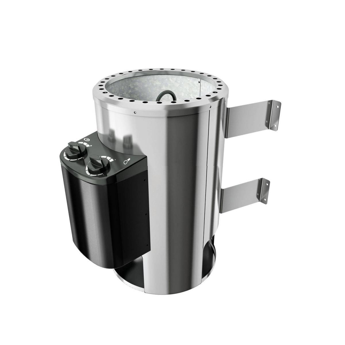 Karibu Sauna Lilja Eckeinstieg 3,6 kW Ofen integr Strg mit Kranz Energiespartür Bild 1