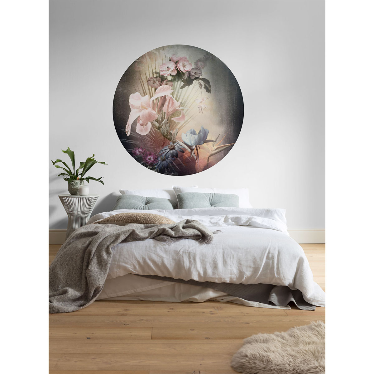 Komar Selbstklebende Vlies Fototapete rund Flemish Flowers Durchmesser 125 cm