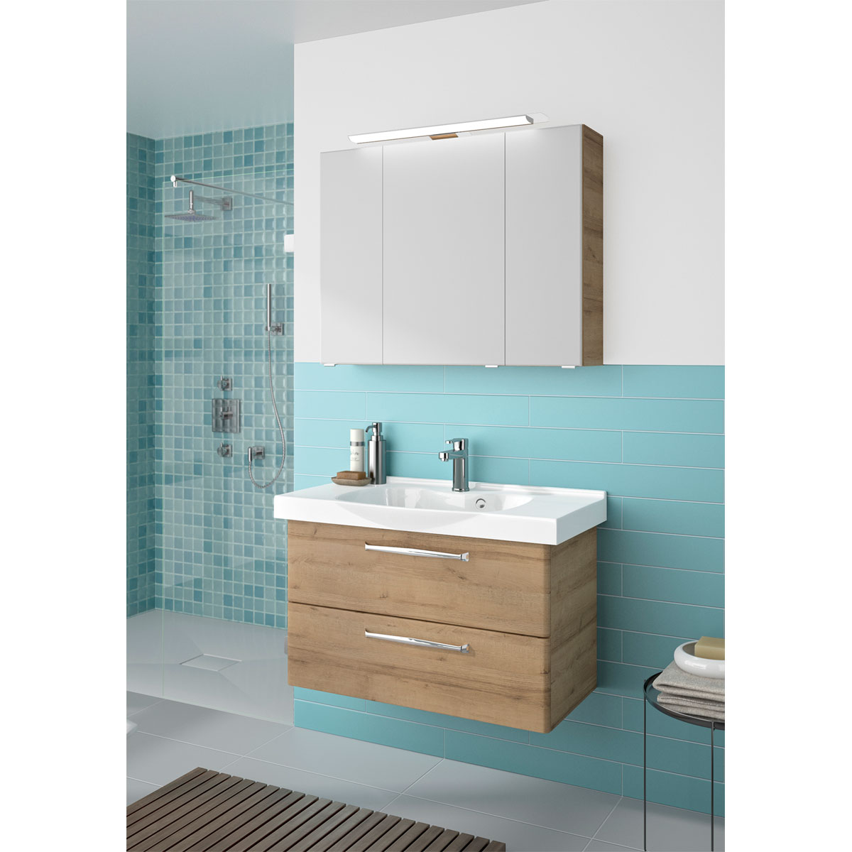 Pelipal Spiegelschrank Trentino inkl LED Aufsatzleuchte 90 x 72 x 20 cm Bild 2