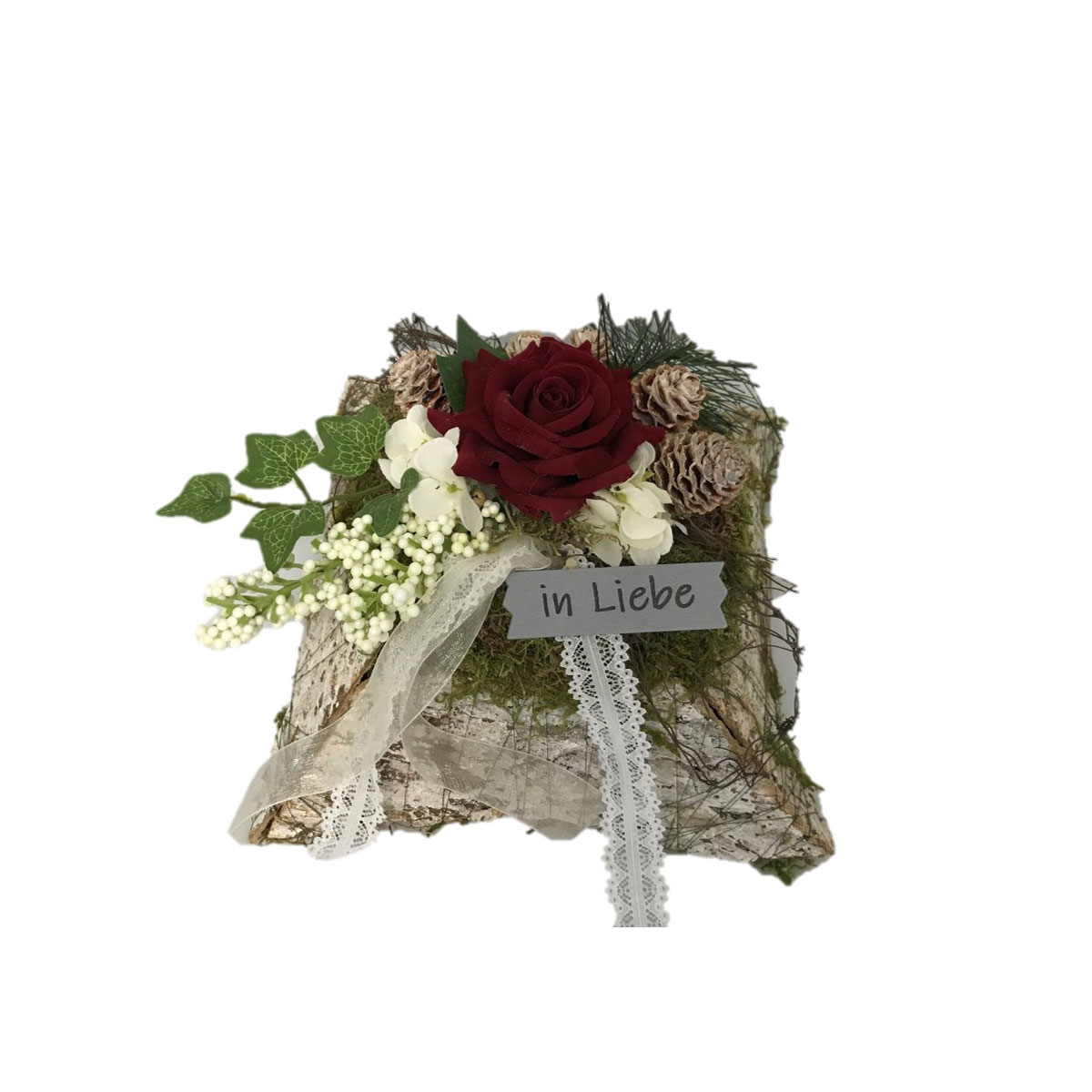 Plantiflor  Allerheiligengesteck Rindenkissen rot
