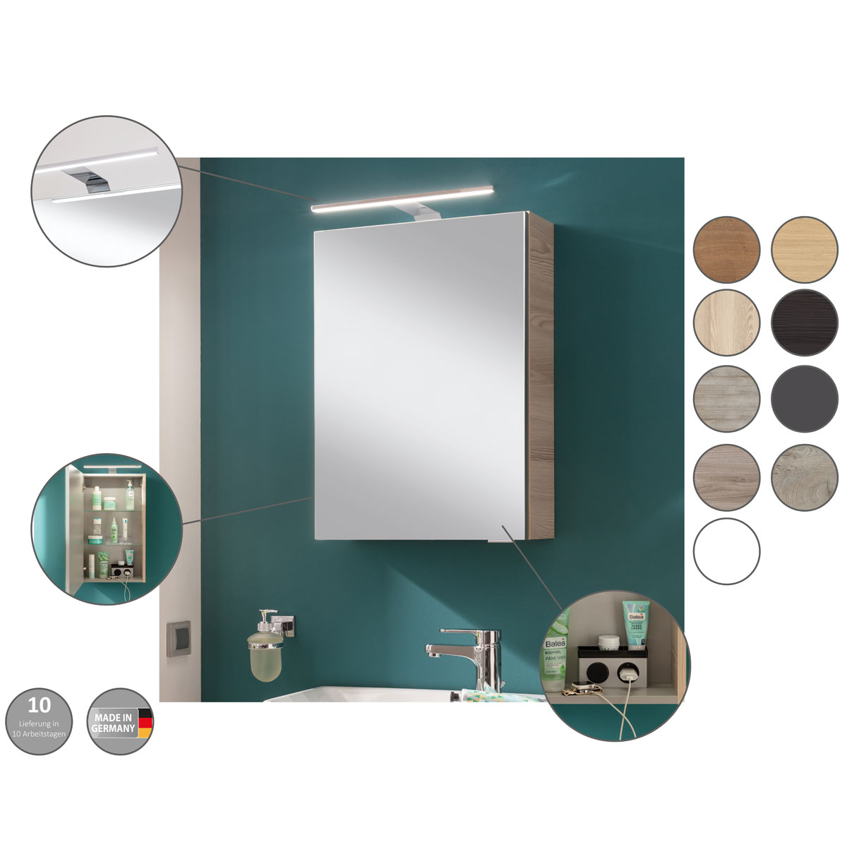 Fackelmann  Gäste-WC Spiegelschrank rechts SBC 400 x 680 x 153 mm anthrazit Bild 2