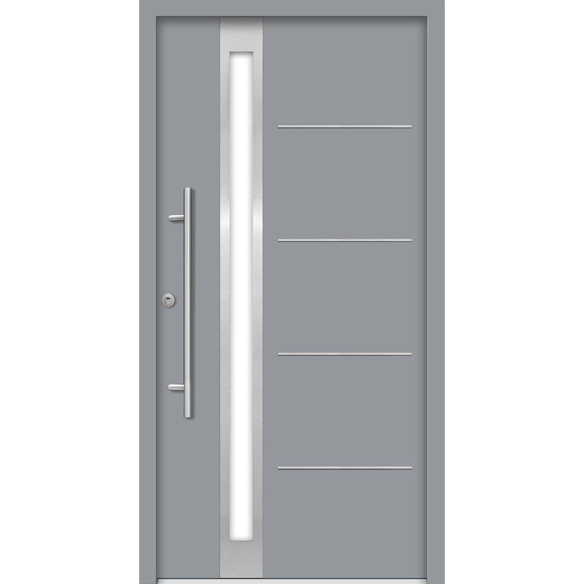 SplenDoor  Premium-Haustür Passivedoor Umea RC2 energiesparend einbruchsicher grau 100 x 200 cm links